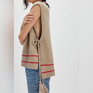 NWT* Free People All Star Stripe Poncho Jacket Vest with Tassles O/S